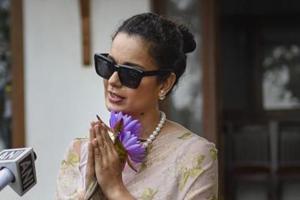 Bollywood actor Kangana Ranaut gestures as she leaves after a meeting with Maharashtra Governor Bhagat Singh Koshyari at Raj Bhavan in Mumbai in this file photo.(PTI Photo) Bollywood actor Kangana Ranaut gestures as she leaves after a meeting with Maharashtra Governor Bhagat Singh Koshyari at Raj Bhavan in Mumbai in this file photo.(PTI Photo)