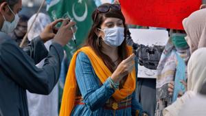 In this September 11, 2020 photo, Mona Khan, a freelance journalist, interviews during a rally in Islamabad, Pakistan. In recent weeks, social media attacks against Pakistan's women journalists have been vile, prompting the Committee to Protect Journalists to issue a statement on September 18, condemning the relentless attacks.(AP/ FILE) In this September 11, 2020 photo, Mona Khan, a freelance journalist, interviews during a rally in Islamabad, Pakistan. In recent weeks, social media attacks against Pakistan's women journalists have been vile, prompting the Committee to Protect Journalists to issue a statement on September 18, condemning the relentless attacks.(AP/ FILE)