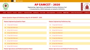 AP EAMCET answer key 2020.(Screengrab) AP EAMCET answer key 2020.(Screengrab)