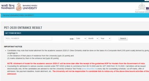 BHU PET results 2020.(Screengrab) BHU PET results 2020.(Screengrab)