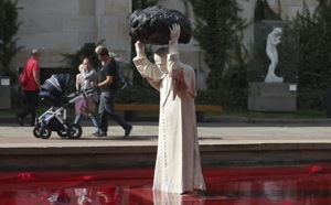 The statue by Polish artist Jerzy Kalina, titled “Poisoned Well,” was inaugurated Thursday in front of Warsaw’s National Museum.(Associated Press) The statue by Polish artist Jerzy Kalina, titled “Poisoned Well,” was inaugurated Thursday in front of Warsaw’s National Museum.(Associated Press)