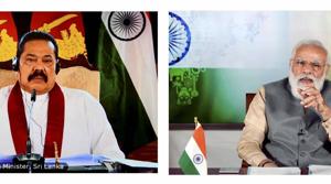Prime Minister Narendra Modi and Sri Lankan PM Rajapaksa review the broad framework of the bilateral relationship during India-Sri Lanka Virtual Bilateral Summit, in New Delhi.(PTI) Prime Minister Narendra Modi and Sri Lankan PM Rajapaksa review the broad framework of the bilateral relationship during India-Sri Lanka Virtual Bilateral Summit, in New Delhi.(PTI)