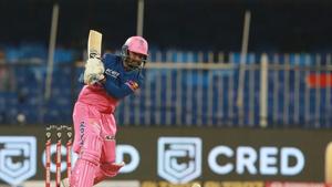 Rahul Tewatia smashed five sixes off Sheldon Cottrell.(IPL/Twitter) Rahul Tewatia smashed five sixes off Sheldon Cottrell.(IPL/Twitter)
