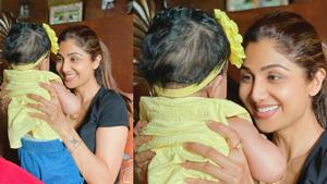 Shilpa Shetty with daughter Samisha. Shilpa Shetty with daughter Samisha.