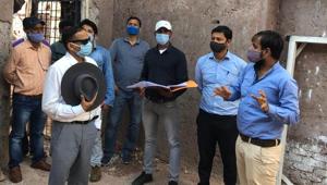 Uttarakhand Tourism Secretary Dilip Jawalkar (in white shirt) during an inspection of construction work at George Everest’s house in Mussoorie.(HT PHOTO) Uttarakhand Tourism Secretary Dilip Jawalkar (in white shirt) during an inspection of construction work at George Everest’s house in Mussoorie.(HT PHOTO)