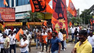 Maratha community staging dharna to demand Maratha reservation policy implementation in Mumbai on Sept 20, 2020.(Bhushan Koyande/ HT Photo) Maratha community staging dharna to demand Maratha reservation policy implementation in Mumbai on Sept 20, 2020.(Bhushan Koyande/ HT Photo)
