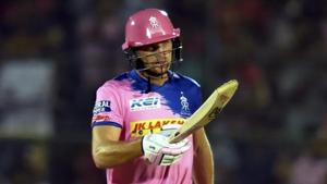 Rajasthan Royals (RR) batsman Jos Buttler celebrates his fifty during Indian Premier League (IPL T20 2019).(PTI) Rajasthan Royals (RR) batsman Jos Buttler celebrates his fifty during Indian Premier League (IPL T20 2019).(PTI)
