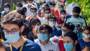 Gurugram: Students step out of an examination centre after appearing in Joint Entrance Examination-Advanced 2020, during Unlock 4.0, in Gurugram, Sunday(PTI) Gurugram: Students step out of an examination centre after appearing in Joint Entrance Examination-Advanced 2020, during Unlock 4.0, in Gurugram, Sunday(PTI)