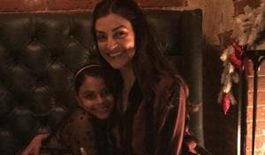Sushmita Sen with her younger daughter, Alisah. Sushmita Sen with her younger daughter, Alisah.