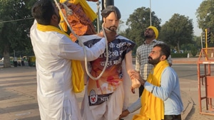 Farmers protesting against “anti-farmer” bills at India Gate in New Delhi(Sourced) Farmers protesting against “anti-farmer” bills at India Gate in New Delhi(Sourced)