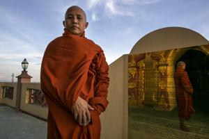 Buddhist monk Wirathu is the leader of a Buddhist extremist movement in Myanmar and was once jailed for anti-Muslim violence.(Paula Bronstein/Getty Images) Buddhist monk Wirathu is the leader of a Buddhist extremist movement in Myanmar and was once jailed for anti-Muslim violence.(Paula Bronstein/Getty Images)