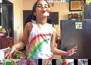 A student of Delhi Public School, Chandigarh, taking part in the virtual activity.(HT) A student of Delhi Public School, Chandigarh, taking part in the virtual activity.(HT)