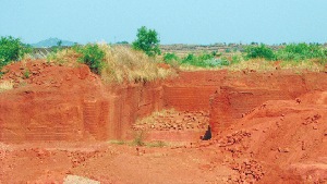 A laterite quarry during dry season in Goa.(HT FILE PHOTO) A laterite quarry during dry season in Goa.(HT FILE PHOTO)
