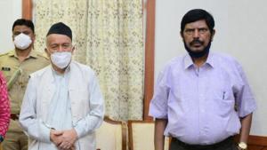 Maharashtra Governor Bhagat Singh Koshyari and union minister Ramdas Athawale at Raj Bhavan. Maharashtra Governor Bhagat Singh Koshyari and union minister Ramdas Athawale at Raj Bhavan.