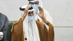 The new Emir of Kuwait Sheikh Nawaf Al Ahmad Al Sabah, waves after he performed the constitutional oath at the Kuwaiti National Assembly in Kuwait, Wednesday.(AP) The new Emir of Kuwait Sheikh Nawaf Al Ahmad Al Sabah, waves after he performed the constitutional oath at the Kuwaiti National Assembly in Kuwait, Wednesday.(AP)