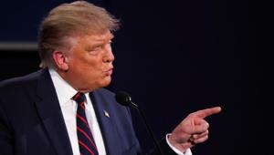 US president Donald Trump points his finger as he participates in the first 2020 presidential campaign debate with Democratic presidential nominee Joe Biden.(Reuters Photo) US president Donald Trump points his finger as he participates in the first 2020 presidential campaign debate with Democratic presidential nominee Joe Biden.(Reuters Photo)