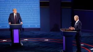 U.S. President Donald Trump and Democratic presidential nominee Joe Biden participate in their first 2020 presidential campaign debate held on the campus of the Cleveland Clinic at Case Western Reserve University in Cleveland, Ohio(REUTERS) U.S. President Donald Trump and Democratic presidential nominee Joe Biden participate in their first 2020 presidential campaign debate held on the campus of the Cleveland Clinic at Case Western Reserve University in Cleveland, Ohio(REUTERS)