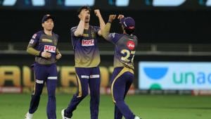 IPL 2020: Pat Cummins celebrates picking up the wicket of Steve Smith.(IPL/Twitter) IPL 2020: Pat Cummins celebrates picking up the wicket of Steve Smith.(IPL/Twitter)