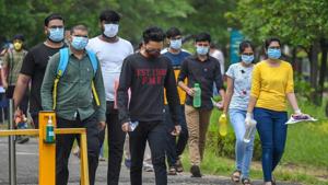 Bhopal: Aspirants come out of an examination centre after appearing in IIT-JEE exams, in Bhopal, Tuesday, Sept. 1, 2020. (PTI Photo) (PTI01-09-2020_000147B)(PTI) Bhopal: Aspirants come out of an examination centre after appearing in IIT-JEE exams, in Bhopal, Tuesday, Sept. 1, 2020. (PTI Photo) (PTI01-09-2020_000147B)(PTI)