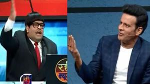 Kiku Sharda and Manoj Bajpayee on The Kapil Sharma Show. Kiku Sharda and Manoj Bajpayee on The Kapil Sharma Show.