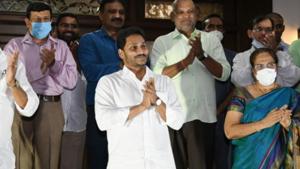 CM Jagan took part in the “clapping” programme at his Tadepalli residence in Amaravati. CM Jagan took part in the “clapping” programme at his Tadepalli residence in Amaravati.