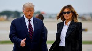 US President Donald Trump walks with first lady Melania Trump at Cleveland Hopkins International Airport in Cleveland, Ohio, on September 29.(REUTERS FILE) US President Donald Trump walks with first lady Melania Trump at Cleveland Hopkins International Airport in Cleveland, Ohio, on September 29.(REUTERS FILE)