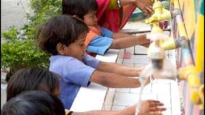 Children learn handwashing at an anganwadi centre in UP.(Photo: Unicef) Children learn handwashing at an anganwadi centre in UP.(Photo: Unicef)