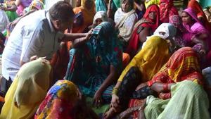 Relatives of the gangrape victim at her village after her death, in Hathras district on Tuesday.(ANI Photo) Relatives of the gangrape victim at her village after her death, in Hathras district on Tuesday.(ANI Photo)