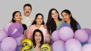 (From left) Hansika, 15, Krishna Kumar, 52, Sindhu Krishna, 48, Ahaana, 24, Ishaani,19, and (seated in front) Diya, 22 on the latter’s 22nd birthday earlier this year (From left) Hansika, 15, Krishna Kumar, 52, Sindhu Krishna, 48, Ahaana, 24, Ishaani,19, and (seated in front) Diya, 22 on the latter’s 22nd birthday earlier this year