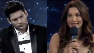 Gauahar Khan, Sidharth Shukla have a face-off during Bigg Boss 14 premiere. Gauahar Khan, Sidharth Shukla have a face-off during Bigg Boss 14 premiere.