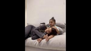 The image shows Kylie Jenner resting her head on Stormi’s lap.(Instagram/@kyliejenner) The image shows Kylie Jenner resting her head on Stormi’s lap.(Instagram/@kyliejenner)