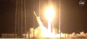 The Cygnus capsule carries pressurized air tanks, titanium toilet and food supplies.(NASA/Twitter screengrab) The Cygnus capsule carries pressurized air tanks, titanium toilet and food supplies.(NASA/Twitter screengrab)