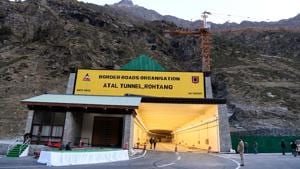 Atal Tunnel at Manali Leh Highway.(ANI) Atal Tunnel at Manali Leh Highway.(ANI)