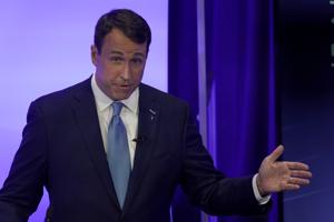 Democratic challenger Cal Cunningham speaks during a televised debate with US Senator Thom Tillis.(AP) Democratic challenger Cal Cunningham speaks during a televised debate with US Senator Thom Tillis.(AP)