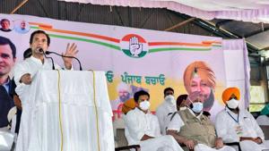 Congress leader Rahul Gandhi at a tractor rally, 'Kheti Bachao Yatra', in protest against the new farm bills 2020, in Punjab's Moga district, Sunday.(PTI) Congress leader Rahul Gandhi at a tractor rally, 'Kheti Bachao Yatra', in protest against the new farm bills 2020, in Punjab's Moga district, Sunday.(PTI)