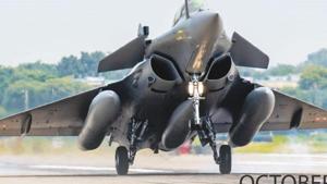 Rafale jets will take part in the Air Force day parade on October 8.(@IAF_MCC/Twitter Photo) Rafale jets will take part in the Air Force day parade on October 8.(@IAF_MCC/Twitter Photo)