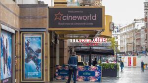 A sign sits above a Cineworld Group Plc cinema in Leicester Square in London, U.K, on Monday.(Bloomberg) A sign sits above a Cineworld Group Plc cinema in Leicester Square in London, U.K, on Monday.(Bloomberg)