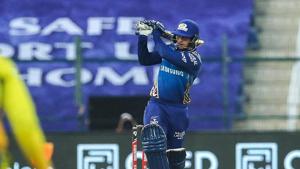 Mumbai Indians player Quinton de Kock plays a shot.(PTI) Mumbai Indians player Quinton de Kock plays a shot.(PTI)