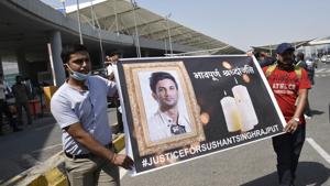 A group of people marching from Terminal 2 of Indira Gandhi International (IGI) Airport to Jantar Mantar with a banner demanding justice for Sushant Singh Rajput, in New Delhi (Photo by Vipin Kumar/ Hindustan Times) A group of people marching from Terminal 2 of Indira Gandhi International (IGI) Airport to Jantar Mantar with a banner demanding justice for Sushant Singh Rajput, in New Delhi (Photo by Vipin Kumar/ Hindustan Times)