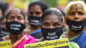 Protests have erupted across the nation ever since the woman’s body was cremated by the UP Police.(PTI file)