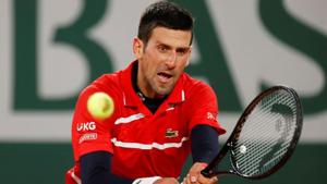 Serbia's Novak Djokovic in action during his fourth round match against Russia's Karen Khachanov.(REUTERS) Serbia's Novak Djokovic in action during his fourth round match against Russia's Karen Khachanov.(REUTERS)