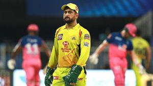 Chennai Super Kings captain Mahendra Singh Dhoni during IPL 2020 cricket match against Rajasthan Royals.(PTI) Chennai Super Kings captain Mahendra Singh Dhoni during IPL 2020 cricket match against Rajasthan Royals.(PTI)