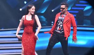 Terence Lewis and Nora Fatehi on the sets of India’s Best Dancer. Terence Lewis and Nora Fatehi on the sets of India’s Best Dancer.