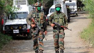 An encounter broke out between militants and security forces in Shopian district of Jammu and Kashmir on Tuesday.(ANI photo) An encounter broke out between militants and security forces in Shopian district of Jammu and Kashmir on Tuesday.(ANI photo)