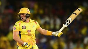 CSK opener Shane Watson plays a shot during the Indian Premier League 2019 final cricket match between Chennai Super Kings (CSK) and Mumbai Indians (MI) at Rajiv Gandhi International Cricket Stadium in Hyderabad.(PTI) CSK opener Shane Watson plays a shot during the Indian Premier League 2019 final cricket match between Chennai Super Kings (CSK) and Mumbai Indians (MI) at Rajiv Gandhi International Cricket Stadium in Hyderabad.(PTI)
