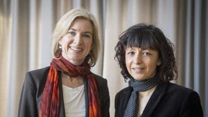 In this March 14, 2016 file photo American biochemist Jennifer A. Doudna ( left), and the French microbiologist Emmanuelle Charpentier during a photo in Frankfurt, Germany. French scientist Emmanuelle Charpentier and American Jennifer A. Doudna have won the Nobel Prize 2020 in chemistry for developing a method of genome editing.(AP) In this March 14, 2016 file photo American biochemist Jennifer A. Doudna ( left), and the French microbiologist Emmanuelle Charpentier during a photo in Frankfurt, Germany. French scientist Emmanuelle Charpentier and American Jennifer A. Doudna have won the Nobel Prize 2020 in chemistry for developing a method of genome editing.(AP)