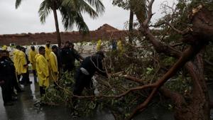 Earlier strong winds whipped Cancun, one of Mexico’s most popular tourist destinations, where cars were hit by falling trees, street signs were blown over and stores were damaged, according to AFP reporters.(Reuters Photo) Earlier strong winds whipped Cancun, one of Mexico’s most popular tourist destinations, where cars were hit by falling trees, street signs were blown over and stores were damaged, according to AFP reporters.(Reuters Photo)