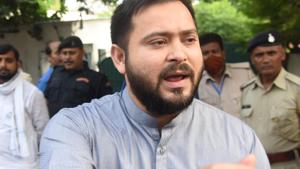 RJD leader Tejashwi Yadav accused the BJP of making “baseless allegations” and trying to implicate him falsely in a case. (Photo by Santosh Kumar/ Hindustan Times) RJD leader Tejashwi Yadav accused the BJP of making “baseless allegations” and trying to implicate him falsely in a case. (Photo by Santosh Kumar/ Hindustan Times)