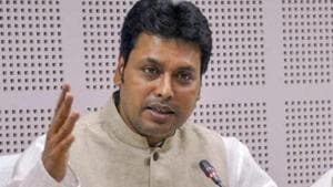 Tripura chief minister Biplab Kumar Deb addressed the members of Mahila Morcha, the women wing of the BJP.(PTI Photo/File/Representative) Tripura chief minister Biplab Kumar Deb addressed the members of Mahila Morcha, the women wing of the BJP.(PTI Photo/File/Representative)