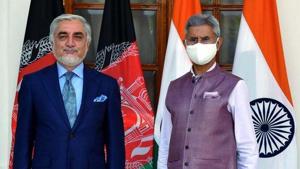 external affairs minister S Jaishankar met Afghan peace negotiator Dr Abdullah Abdullah on Friday.(@DrSJaishankar/Twitter Photo) external affairs minister S Jaishankar met Afghan peace negotiator Dr Abdullah Abdullah on Friday.(@DrSJaishankar/Twitter Photo)